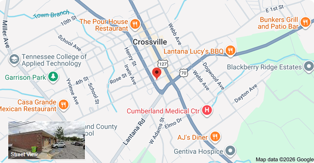Map showing Purposeful Life near Crossville, Tennessee. Open directions in Google Maps.